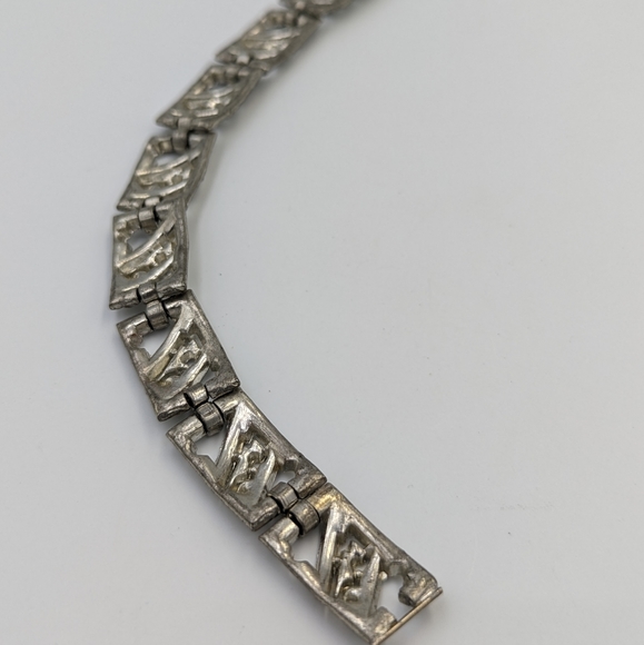 Beautiful Vintage Art Deco Rhinestone Link Bracelet Gold over clasp Silver Tone - Picture 4 of 6